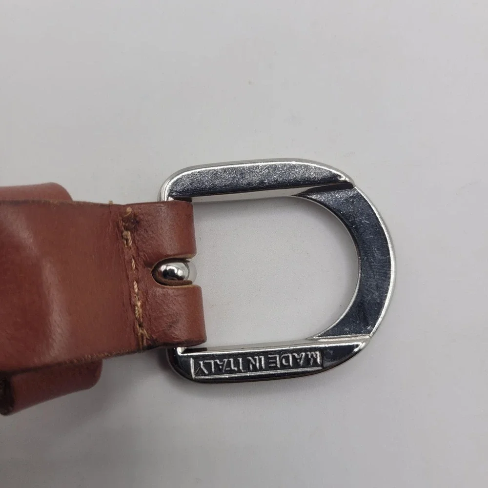 Gennaro Di Palma Belt Women Small Brown Leather Silver Buckle Minimalist Casual